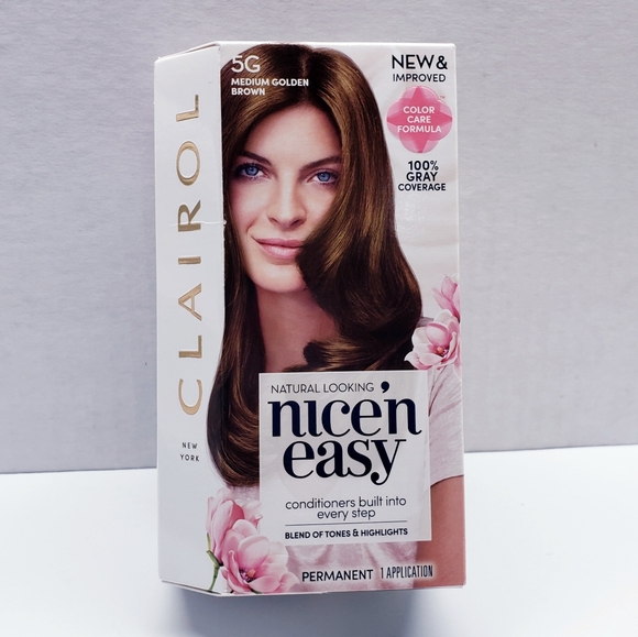 Clairol Nice n Easy Perm Hair Color, 100% Gray coverage, 5G Medium Golde Brown - Picture 3 of 10
